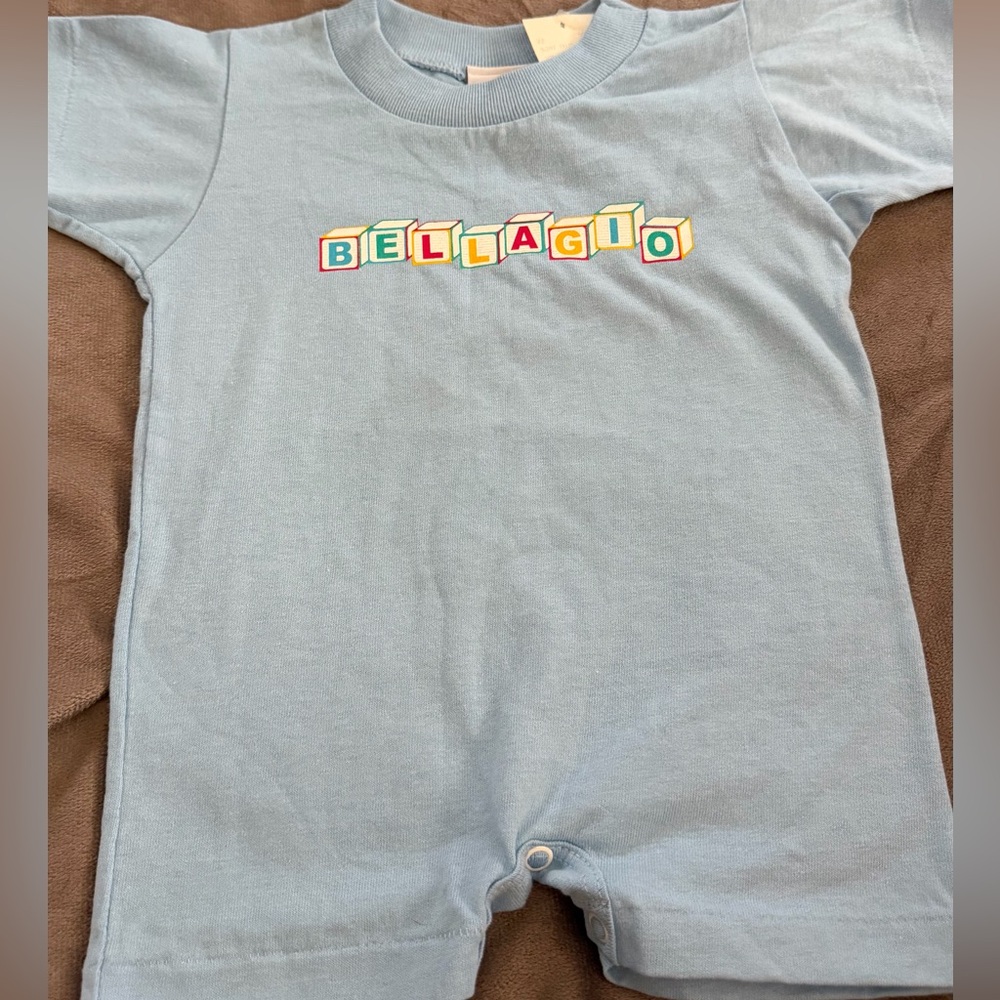 Vintage Blue Bellagio Baby Romper 6 Months NWT 100% Cotton